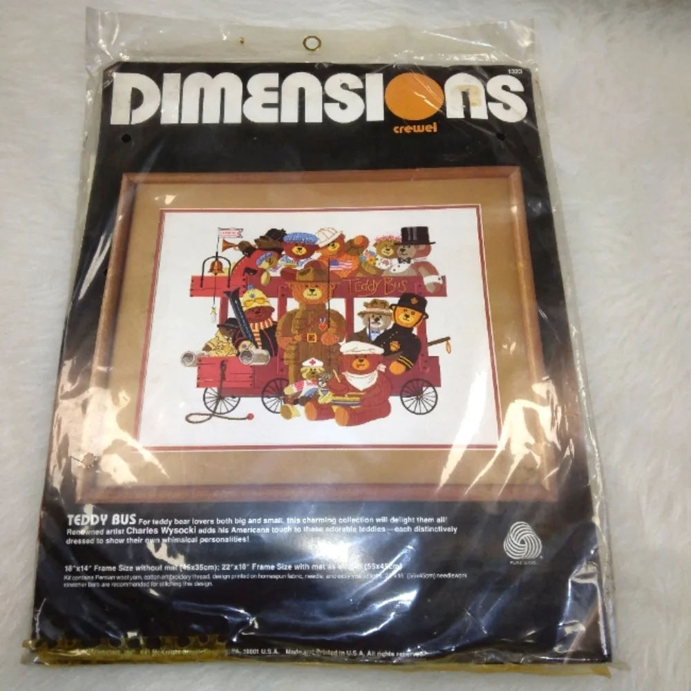 CREWEL Dimensions Crewel Kit, Teddy Bus, 18